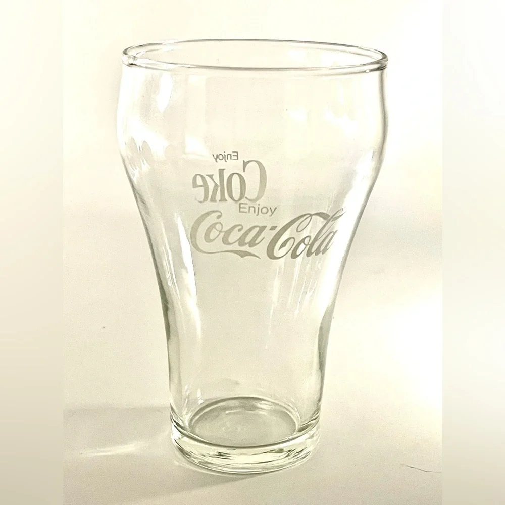 Vintage Enjoy Coca-Cola Coke Fountain Glass 12oz Double White Logo Replacement